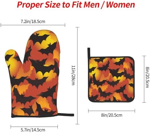 Scary Halloween Bat Oven mitts Pot Holders Set of 3 Heat-Resistant Durable