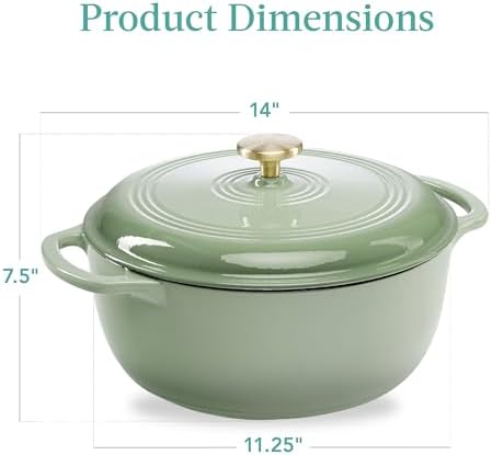 6 Quart Cast-Iron Dutch Oven - Sage Green