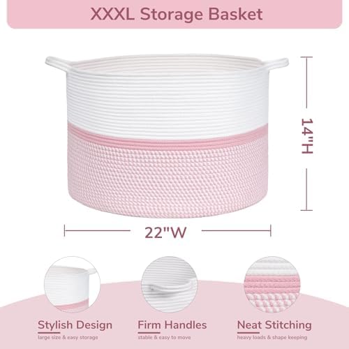 Chicvita XXL Cotton Rope Basket Pink - Keep Everything in Sight Style