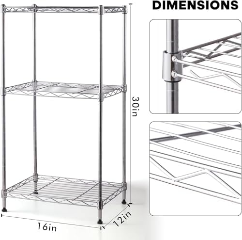 Land Guard 3-Tier Adjustable Chrome Shelving Unit