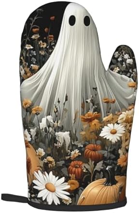 FireDeer Halloween Ghost Oven Mitts and Pot Holders Set