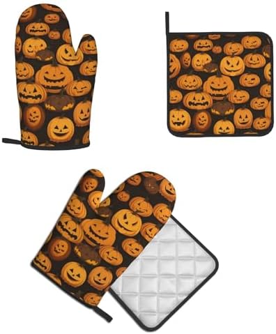 XHHRRDNZ Halloween pumpkin Oven Mitts Set of 2