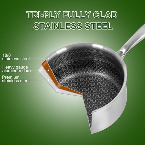 Sleek 2 qt Stainless Steel Saucepan for All Cooktops