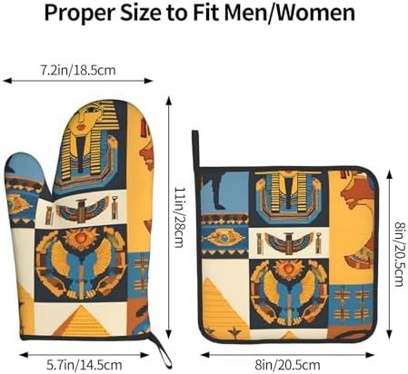 QuopvnAncient Egypt Tribe Series Printed Oven Mitts and Pot Holders Set of 2