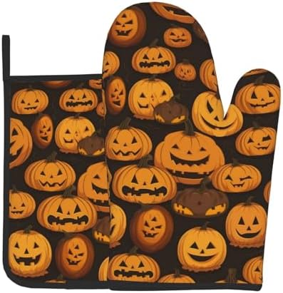 XHHRRDNZ Halloween pumpkin Oven Mitts Set of 2