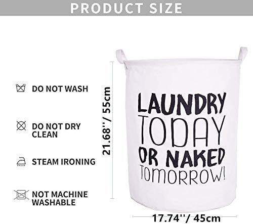 VJJ AIDEAR Wash Today Round Laundry Hamper with Handles