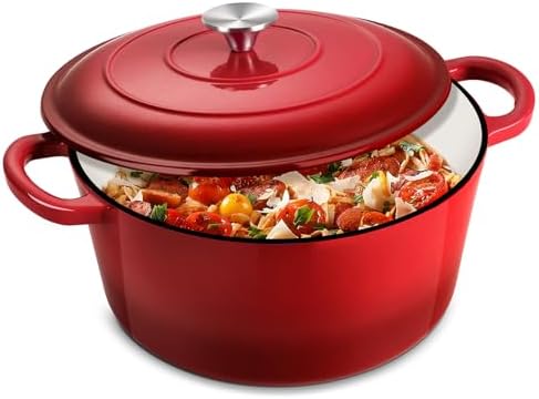 Joyfair 5 Qt Dutch Oven Pot with Red Lid