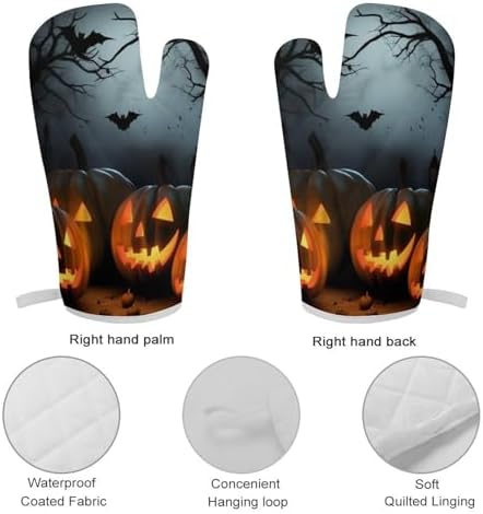 Halloween pumpkin oven mitts set