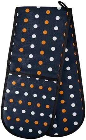 Double Oven Mitts Halloween Orange Heat-Resistant Glove for Kitchen Use