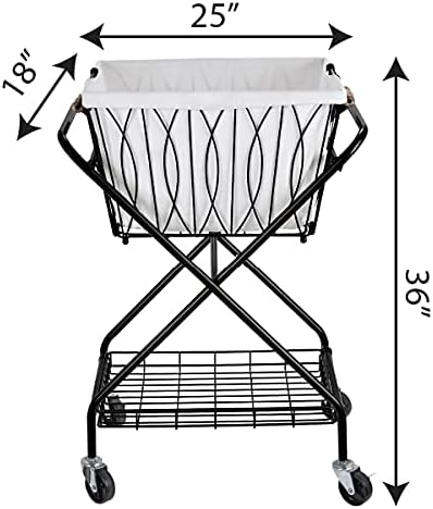 Verona Collapsible Laundry Cart with Basket Black Large 1