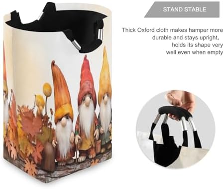 Collapsible Storage Hamper with Handles Autumn Gnomes Design Waterproof Durable