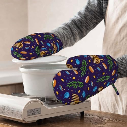 Happy Hanukkah jewish festival oven mitts WJJUOA