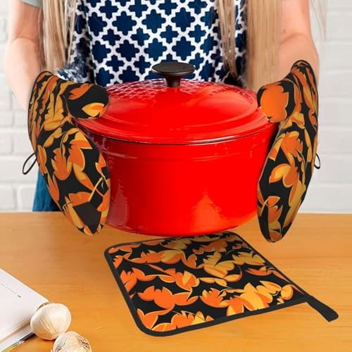 Funny Halloween Bat Oven Mitts and Pot Holders Set of 3