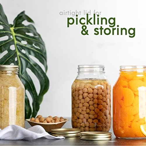 kitchentoolz 32-Ounce Canning Jars 4 Pack with Gold Lids