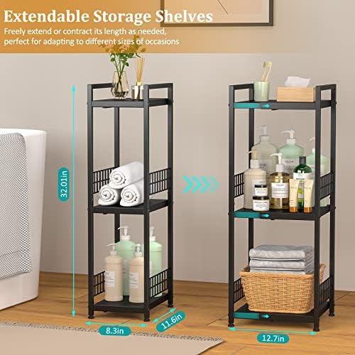 3-Tier Expandable Metal Shelves for Bathroom Kitchen and Laundry Organization
