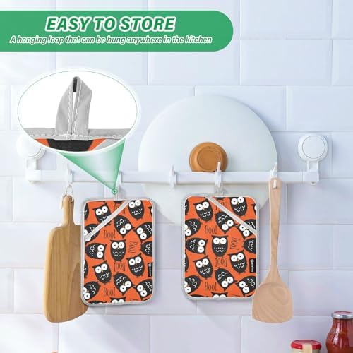 Halloween Owl Potholders 2-Piece Set with Pockets Heat Resistant