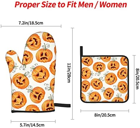 Halloween Pumpkin Oven Mitts and Pot Holders Set of 4
