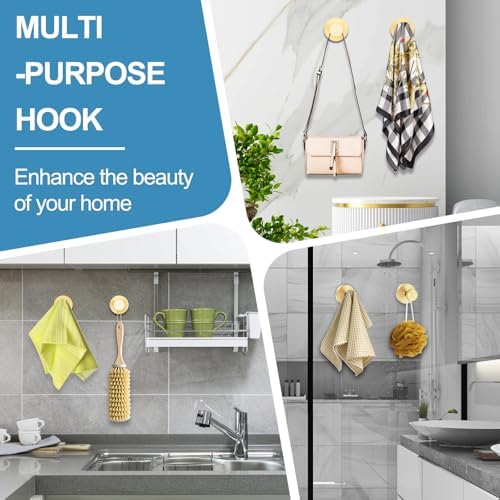 Hviiso Suction Cup Hooks 4 Pack - Gold 11 lbs Capacity