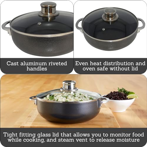 IMUSA 32Qt Nonstick Charcoal Dutch Oven with Glass Lid
