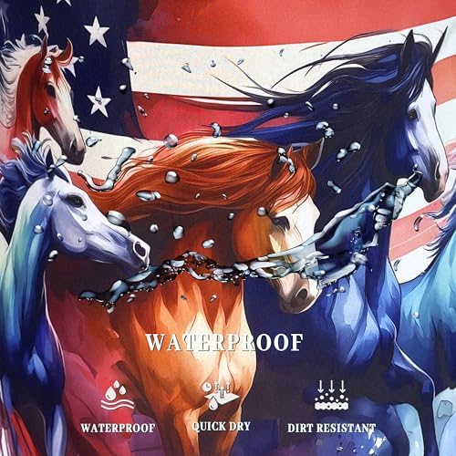 American Flag Horse Laundry Basket Foldable Oxford Cloth Storage Bucket