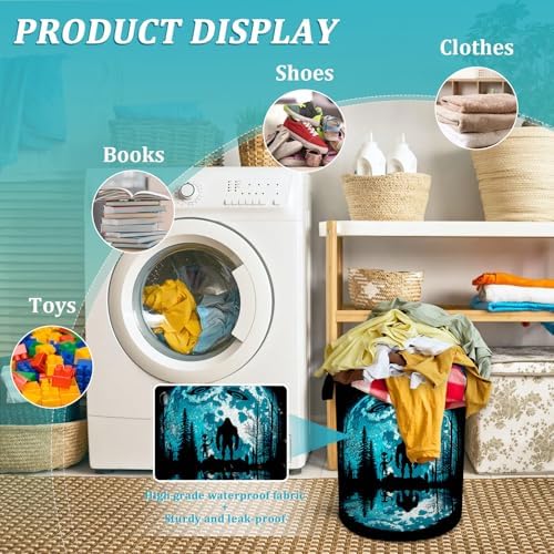 Bigfoot and Alien Laundry Basket 157x196 Foldable Waterproof Hamper