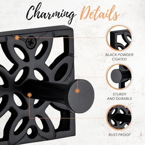 Black wall-mounted towel robe hook Rustproof Durable