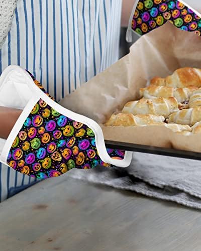 5 Piece Halloween Rainbow Pumpkin Potholders for Kitchen Use - Heat-Resistant Durable
