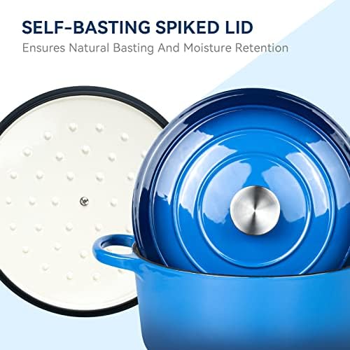 Mierirl 6 QT Cast Iron Dutch Oven Pot with Lid Non-Stick Enameled