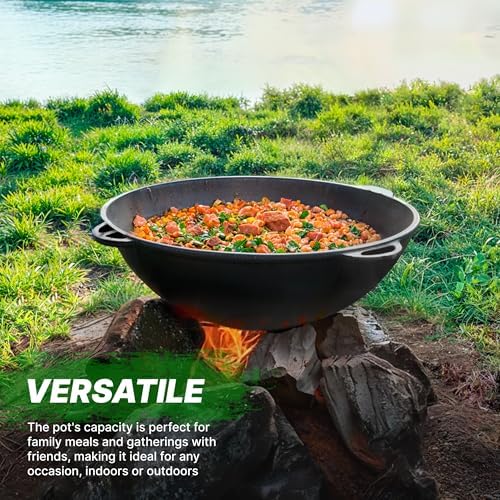 Oven-Like Cast Iron Kazan Pot Double Handle Robust Outdoor Cooking Pan