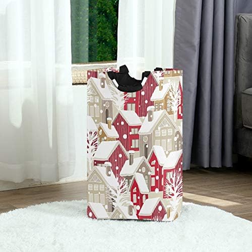 Durable Christmas Winter Houses Collapsible Laundry Basket for Efficient Storage