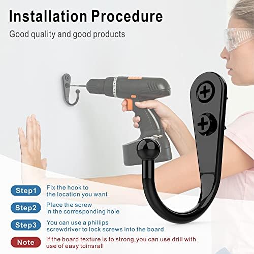 15-Piece Black Wall-Mounted Coat Hooks 30-Piece Screw Set
