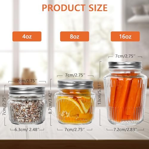 Cehomi 16 oz Glass Mason Jars with Lids - 4 Pack