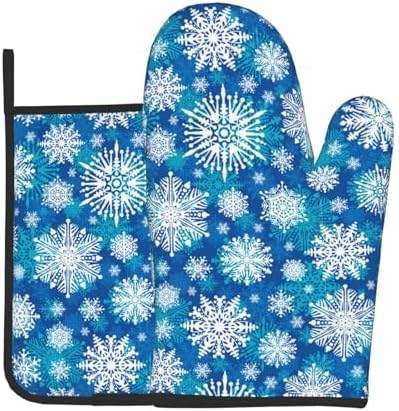 Winter Snowflakes Oven Mitts and Pot Holders 2-Piece Set