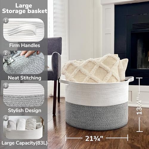 Goodpick Extra Large Rope Basket 83L Perfect for Storage