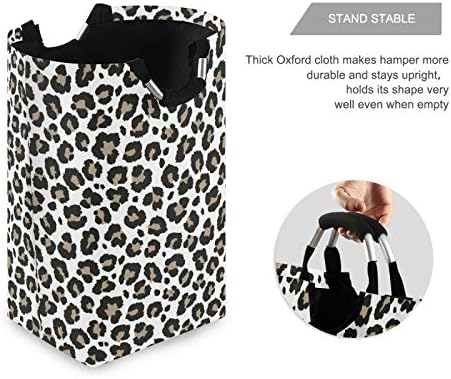 Stylish Large Laundry Hamper Basket with Gray Leopard Print and Handles
