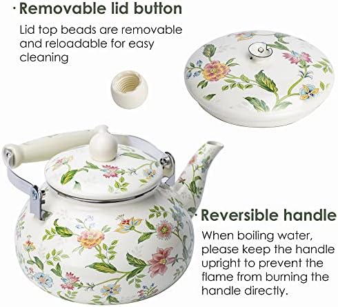 OLYTARU Enamel Teapot with Growing Floral Design