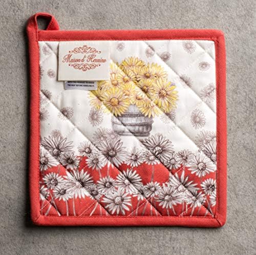8x8 Heat-Resistant Cotton Potholder with Loop for Kitchen Use