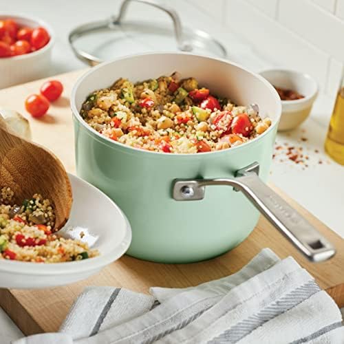 KitchenAid Hard Anodized Ceramic Nonstick 3 Quart Sauce Pan with Lid Pistachio