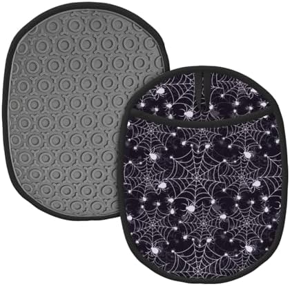 Buewutiry Halloween Creative Spiderweb Cobweb Potholders - Heat-Resistant Oven Mitts with Hanging Loop