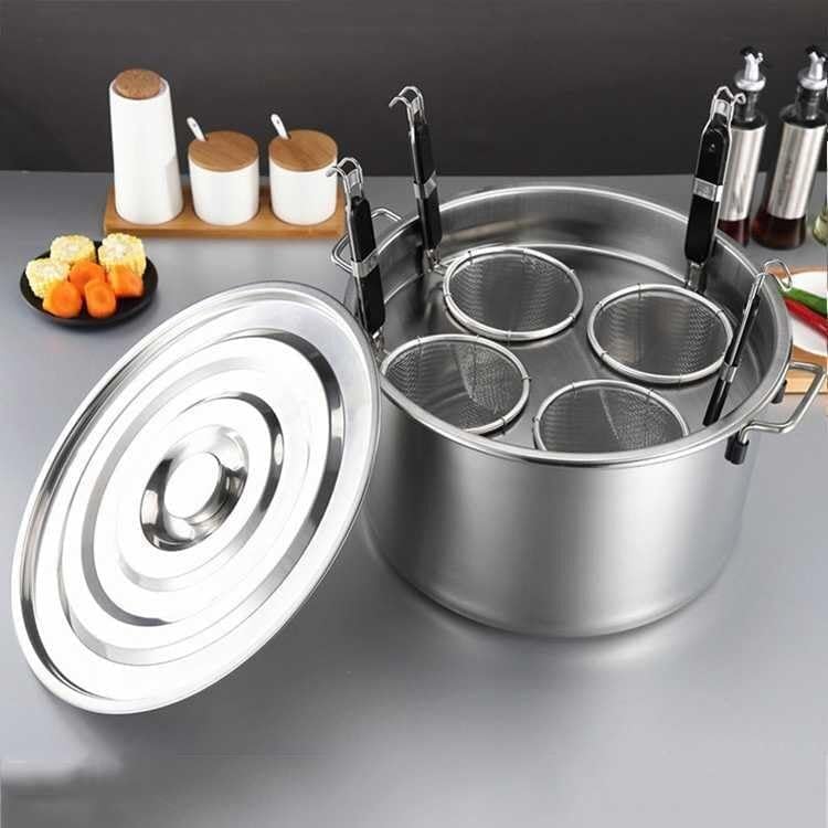 DAOUXIAOSPSturdy4-in-1 Stainless Steel Pasta Cooker Set for Home Commercial Use