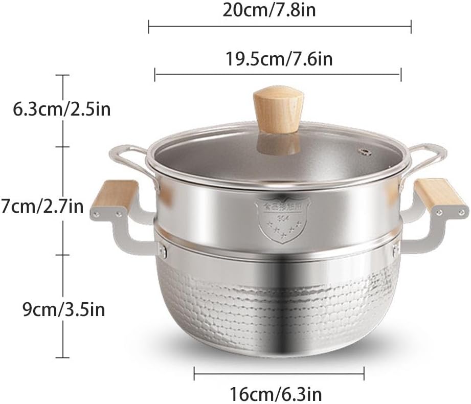 VKEID Tri-Ply Stainless Steel Stock Pot for Oven mitt Required