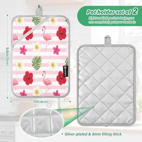 Flowers and Flamingo 2-Pack Pot Holders