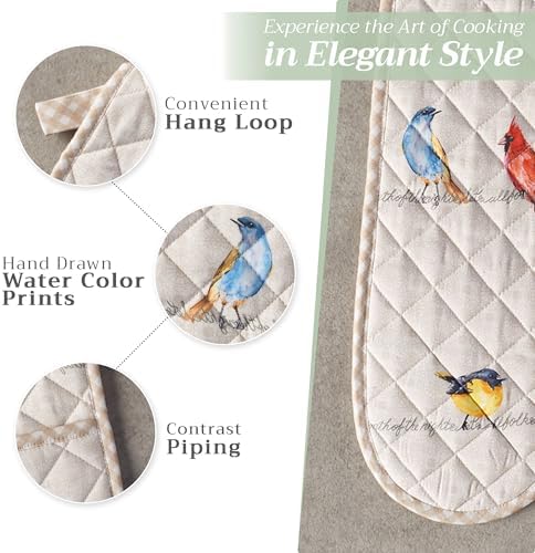 Premium 100 Cotton Double Oven Mitts for Bakers Chefs