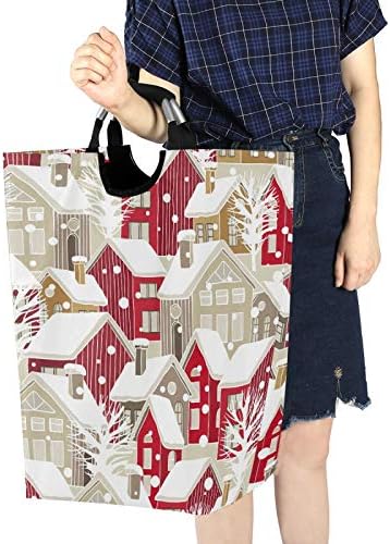 Durable Christmas Winter Houses Collapsible Laundry Basket for Efficient Storage