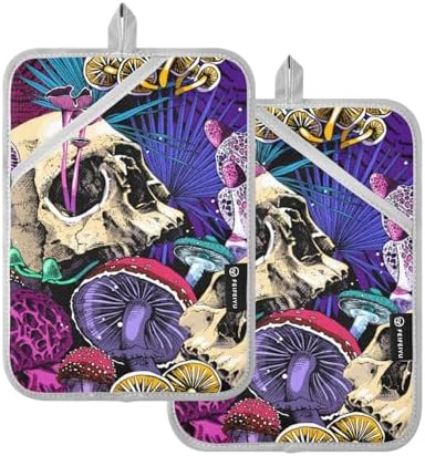 Halloween Mushrooms Pot Holder Non-Slip 2Pcs Set