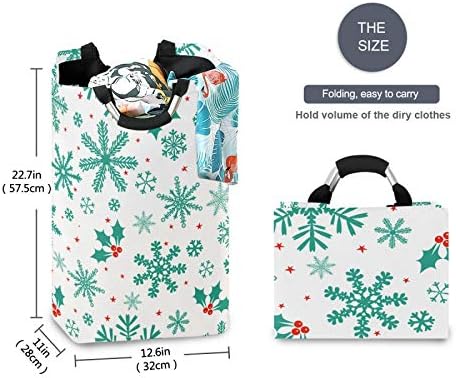 Susiyo Winter Christmas Green Snowflakes Foldable laundry basket
