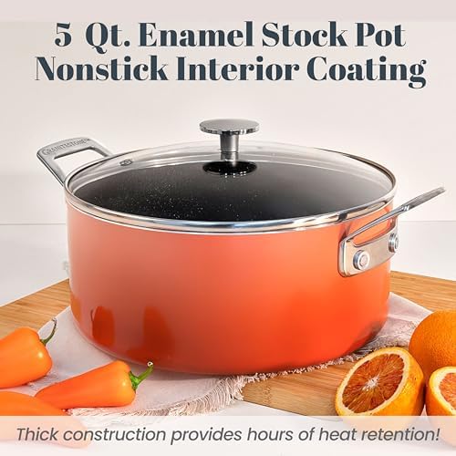 Granitestone 5 Qt Enamel Nonstick Stock Pot with Lid