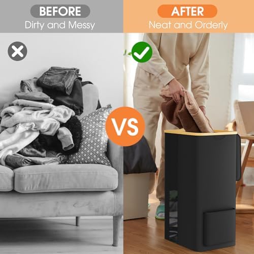 SpaceTrove Large Laundry Basket with Lid 100L Capacity