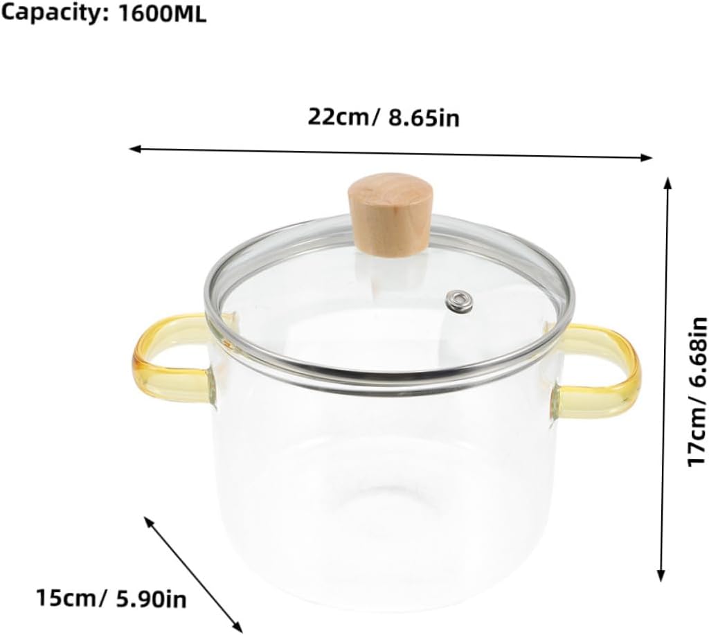 Sturdy Glass Stockpot with Lid 1600ml