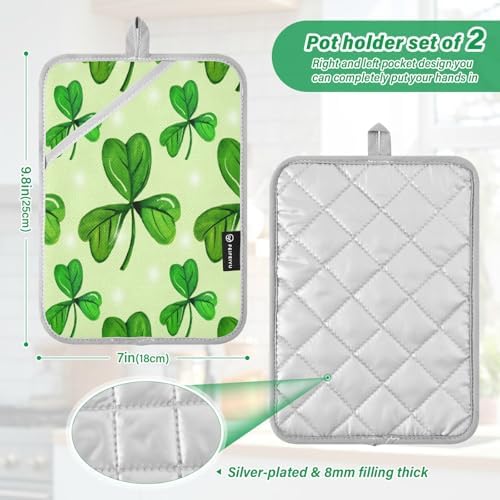 2-Pack Heat-Resistant Shamrock Oven Mitts